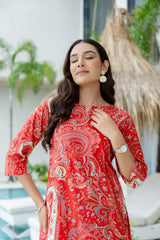 Clay Red Cotton Co-ord Set Me & My