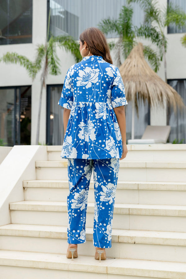 Blue Edge Cotton Co-ord Set