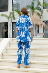 Blue Edge Cotton Co-ord Set Me & My