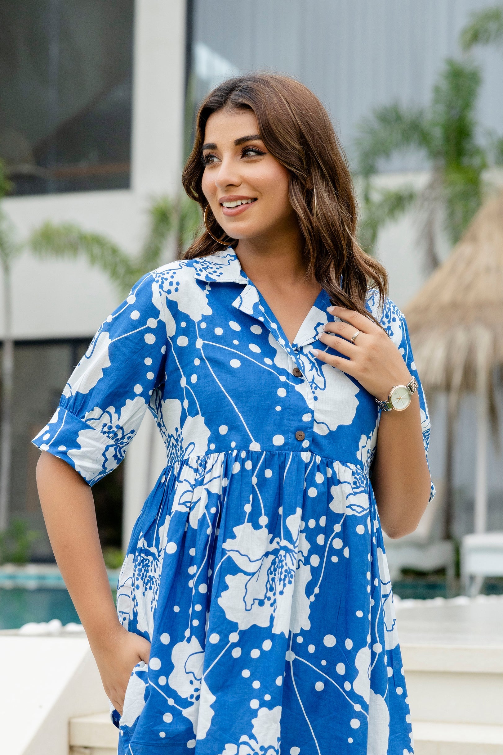 Blue Edge Cotton Co-ord Set Me & My