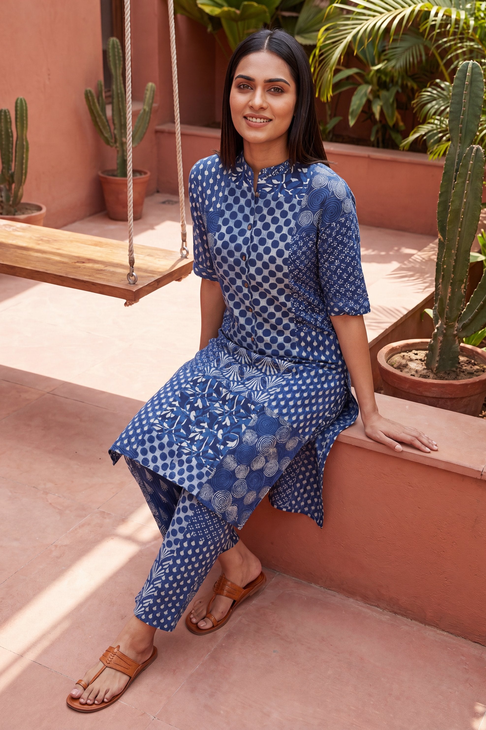 Boulevard Cobalt Mandarin Cotton Co-ord Set