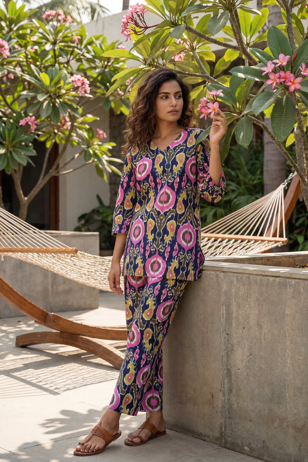Cosmic Circles Navy Cotton Co-ord Set