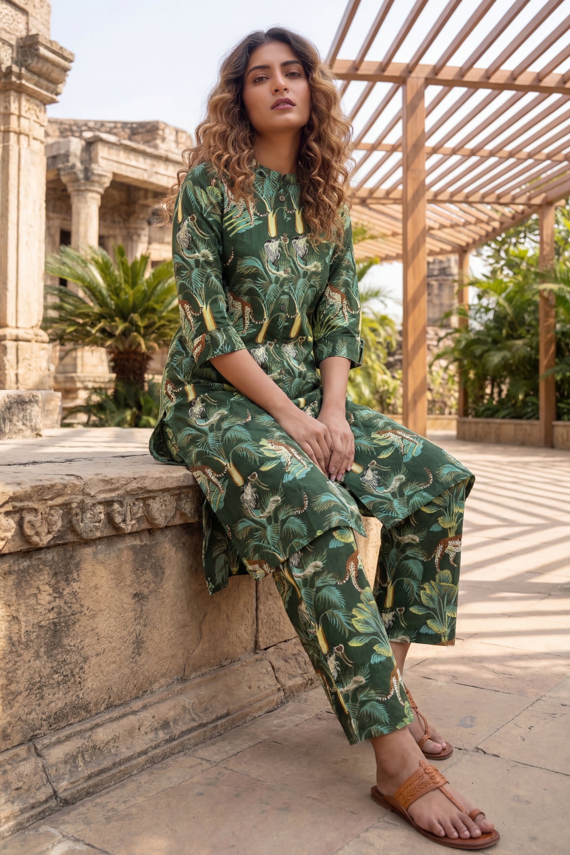 Wild Streak Forest Green Animal Cotton Co-ord Set | Me&My