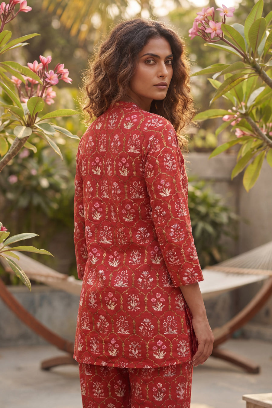 Ikat Geometry Red Cotton Co-ord Set — image 3