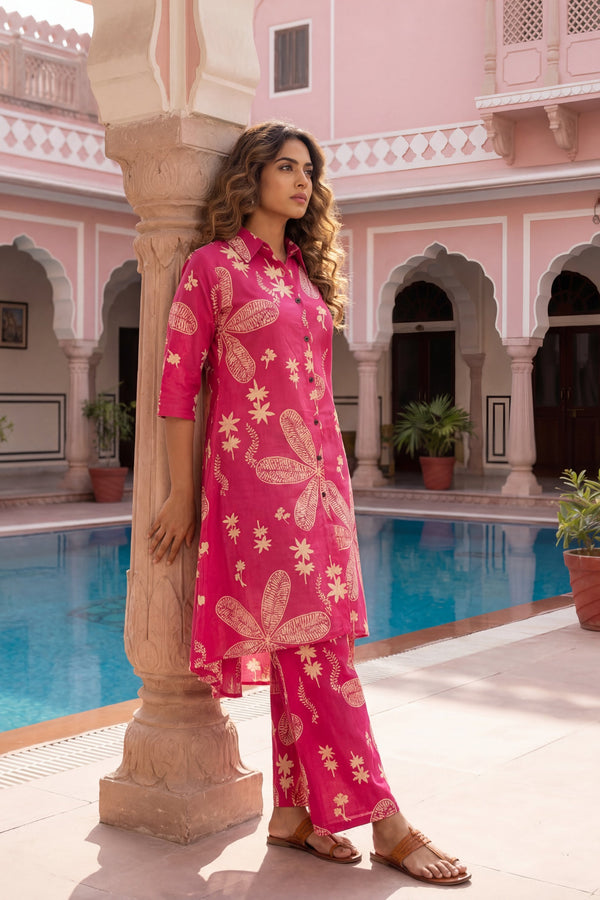 Magenta Bloom Cotton Co-ord Set