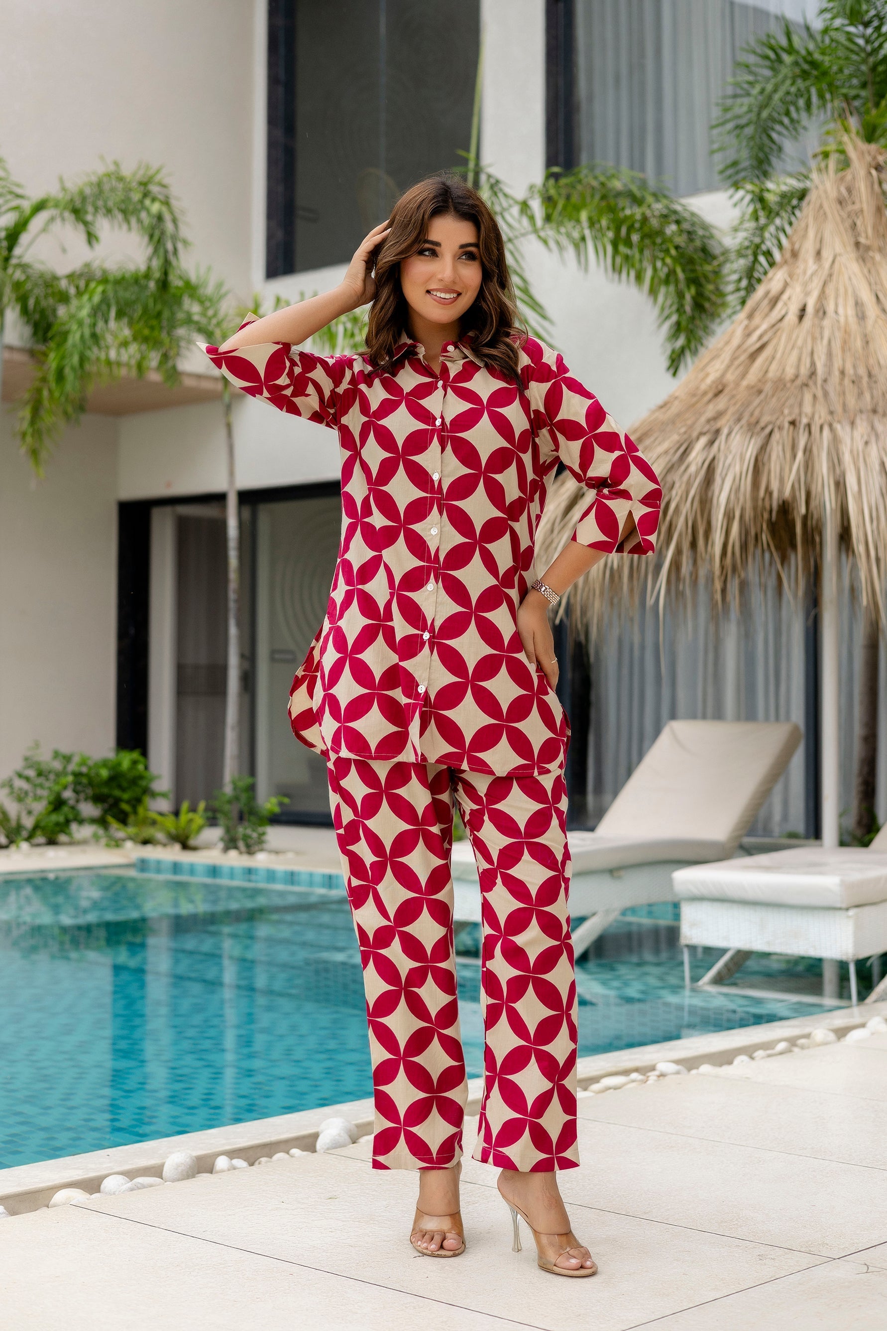Crimson Bloom Maroon Cotton Co-ord Set Me & My