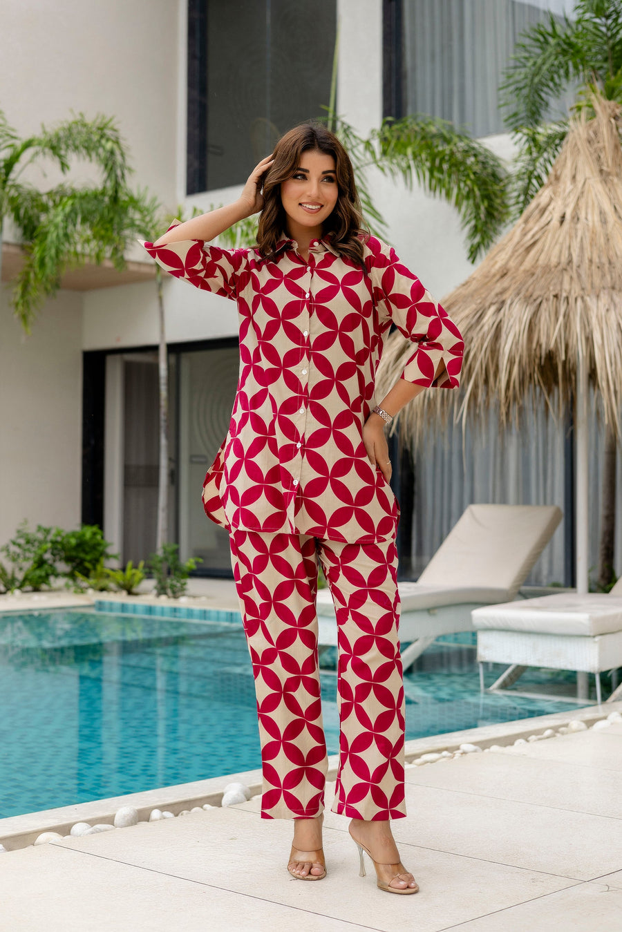 Crimson Bloom Maroon Cotton Co-ord Set — image 9
