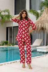 Crimson Bloom Maroon Cotton Co-ord Set - Me&My