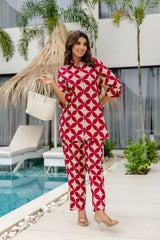 Crimson Bloom Maroon Cotton Co-ord Set - Me&My