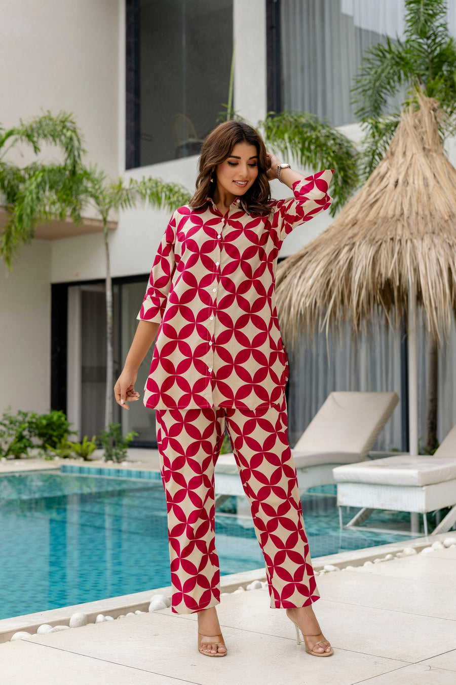 Crimson Bloom Maroon Cotton Co-ord Set — image 7
