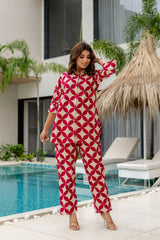 Crimson Bloom Maroon Cotton Co-ord Set - Me&My