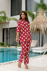 Crimson Bloom Maroon Cotton Co-ord Set - Me&My