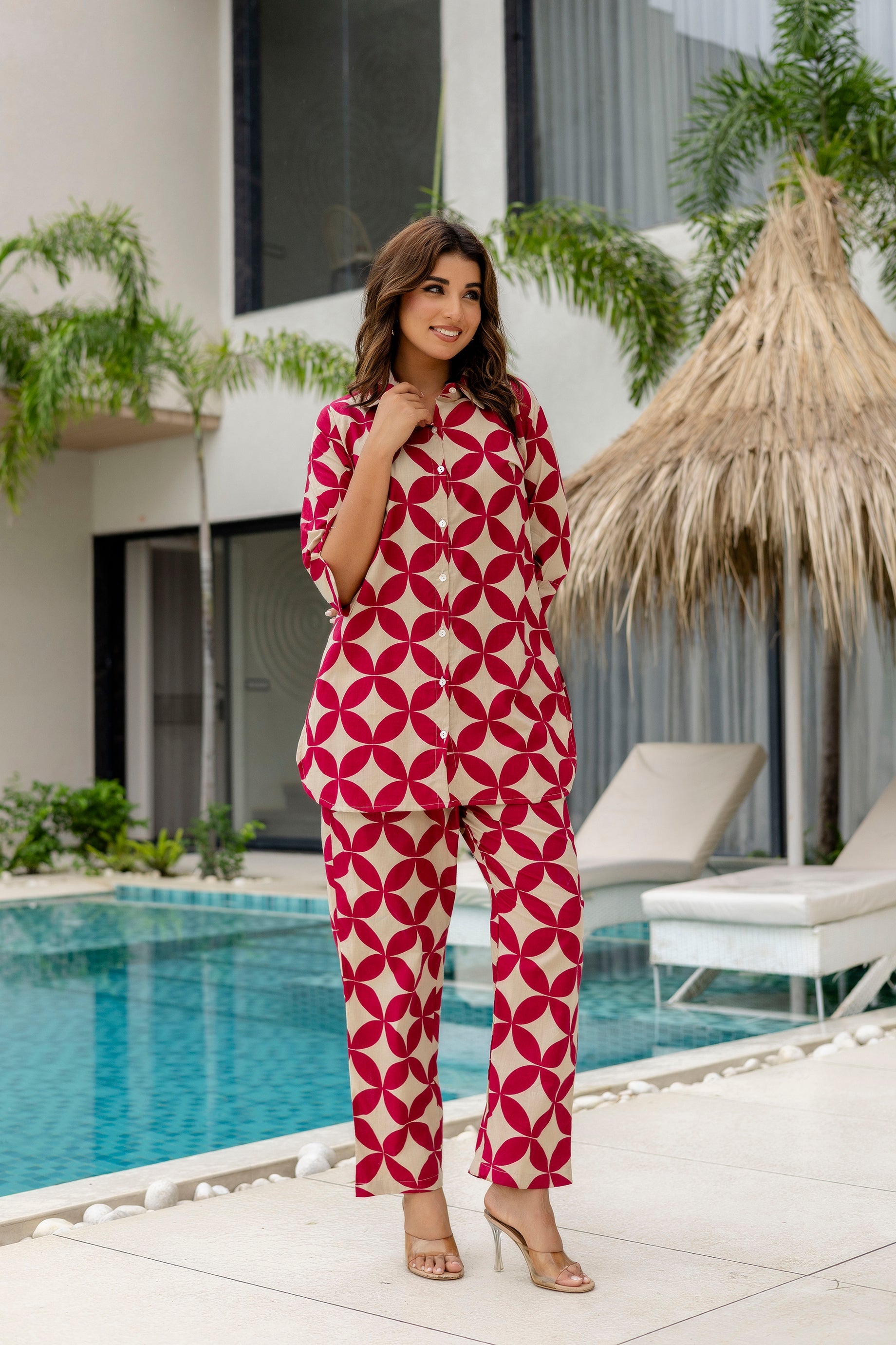 Crimson Bloom Maroon Cotton Co-ord Set Me & My
