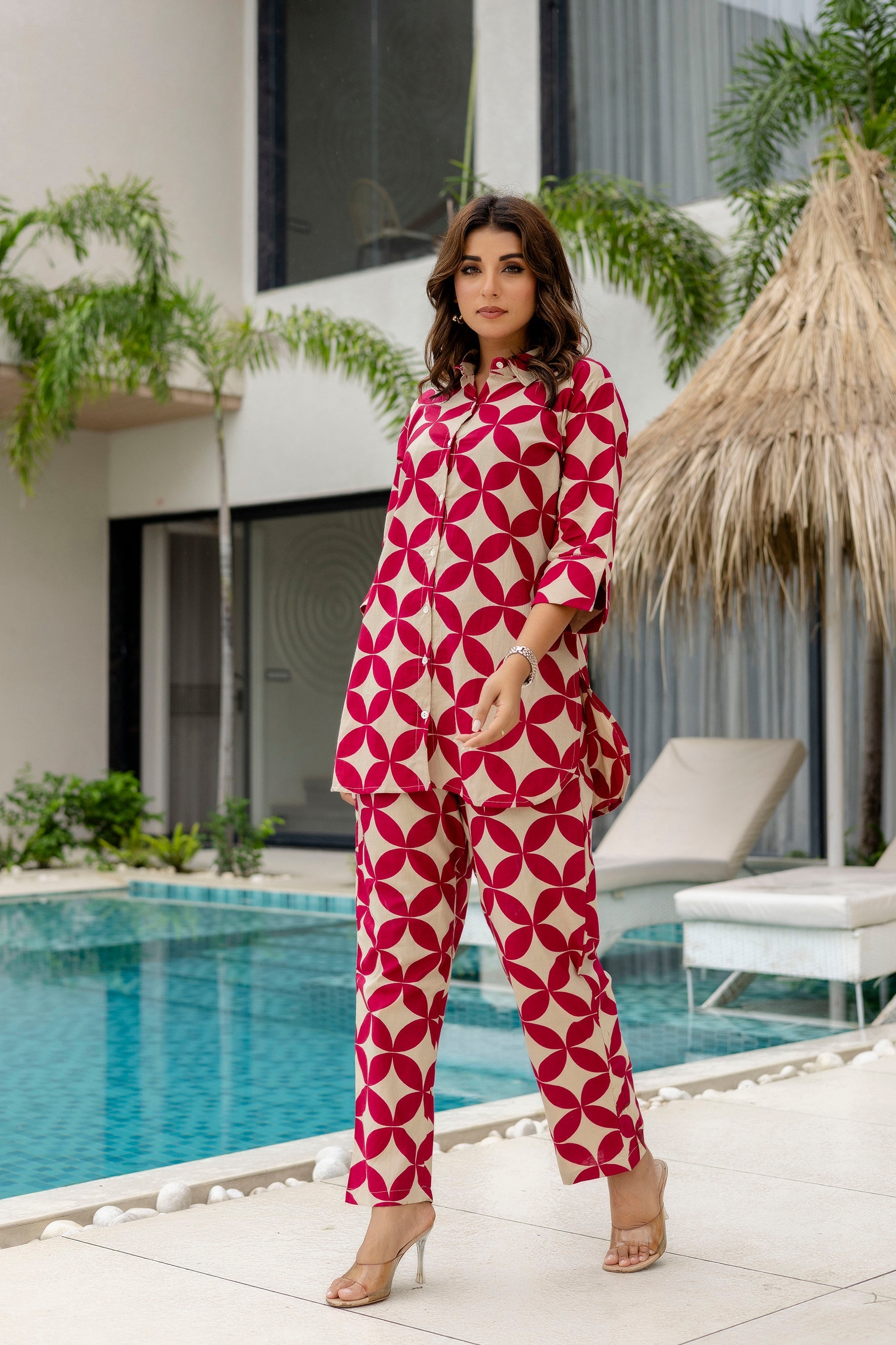 Crimson Bloom Maroon Cotton Co-ord Set Me & My