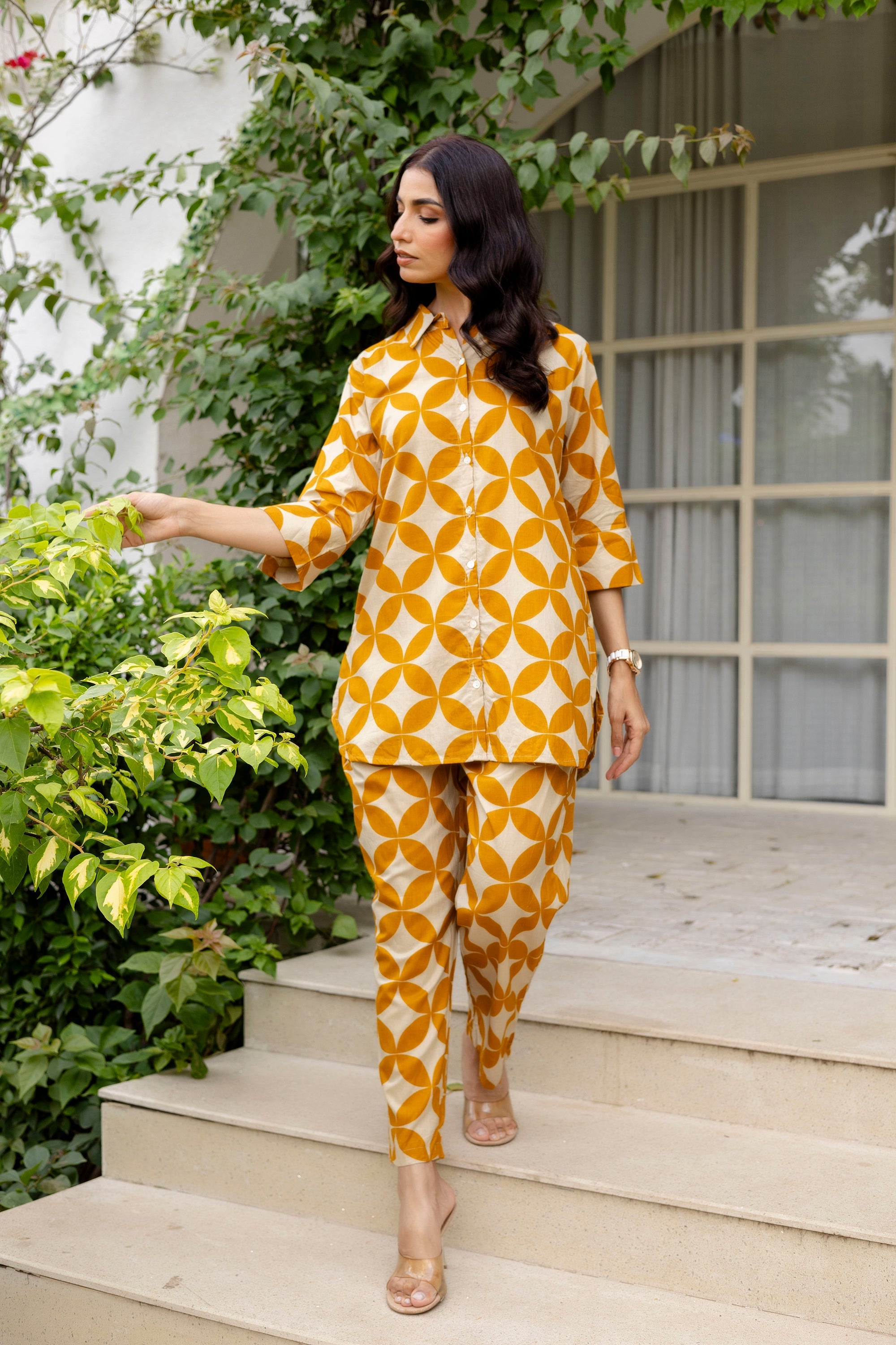 Floral Symphony Off-White Cotton Co-ord Set