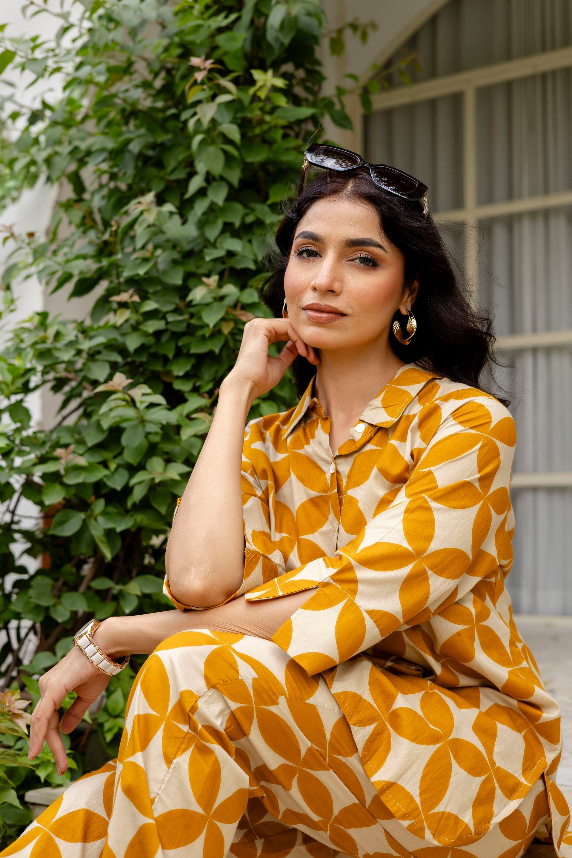 Floral Symphony Off-White Cotton Co-ord Set