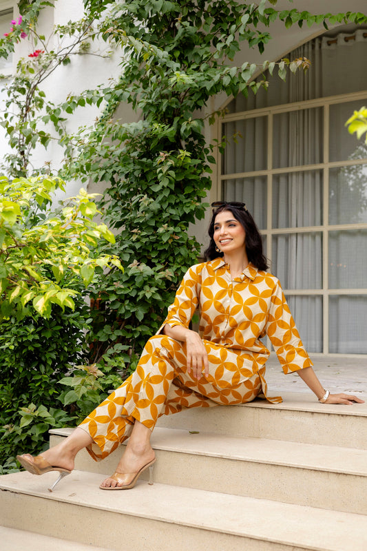 Floral Symphony Off-White Cotton Co-ord Set - Me&My