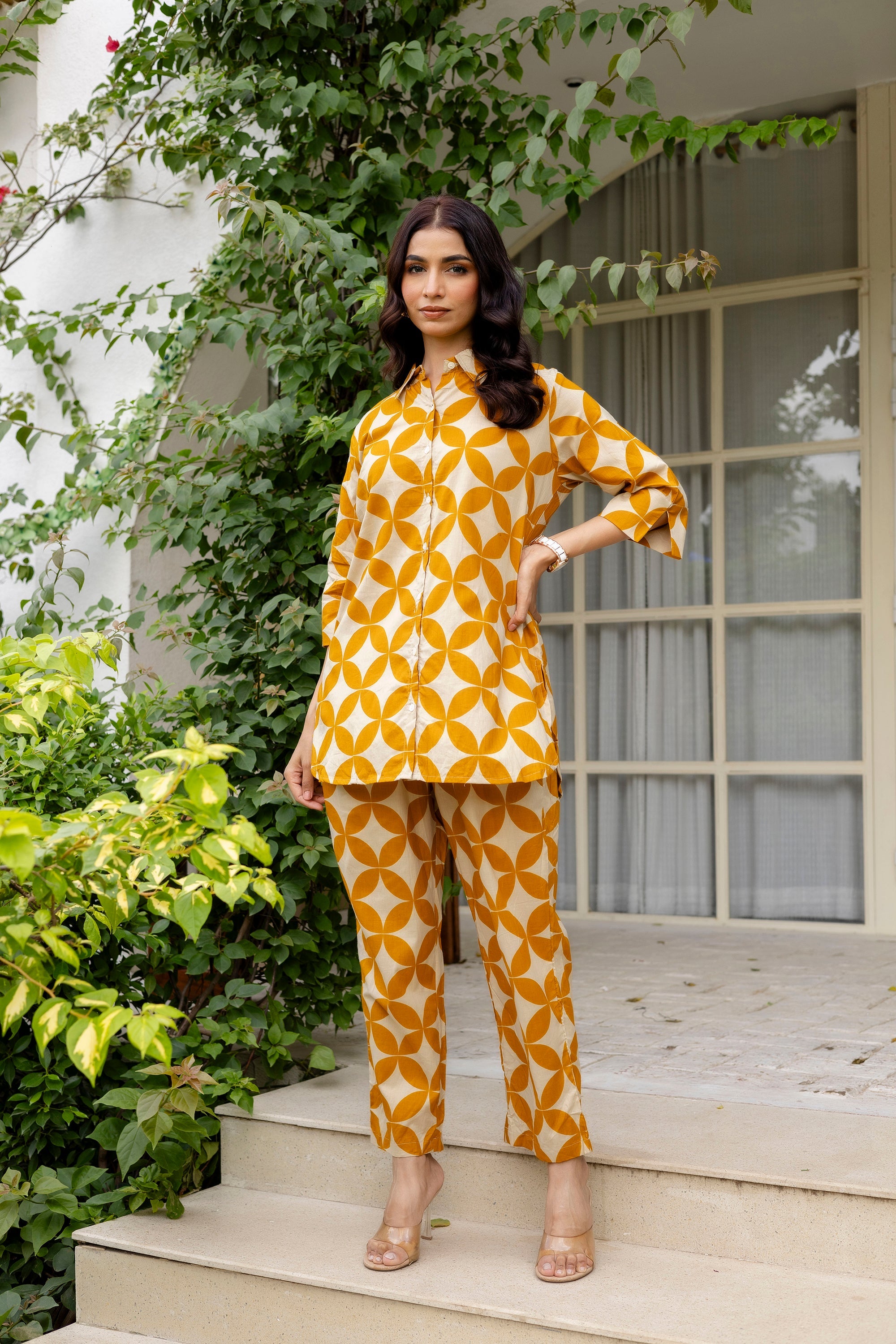 Floral Symphony Off-White Cotton Co-ord Set Me & My