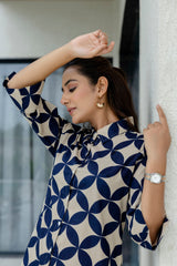 OceanThread Printed Blue Cotton Co-ord Set Me & My