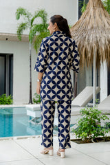 OceanThread Printed Blue Cotton Co-ord Set Me & My