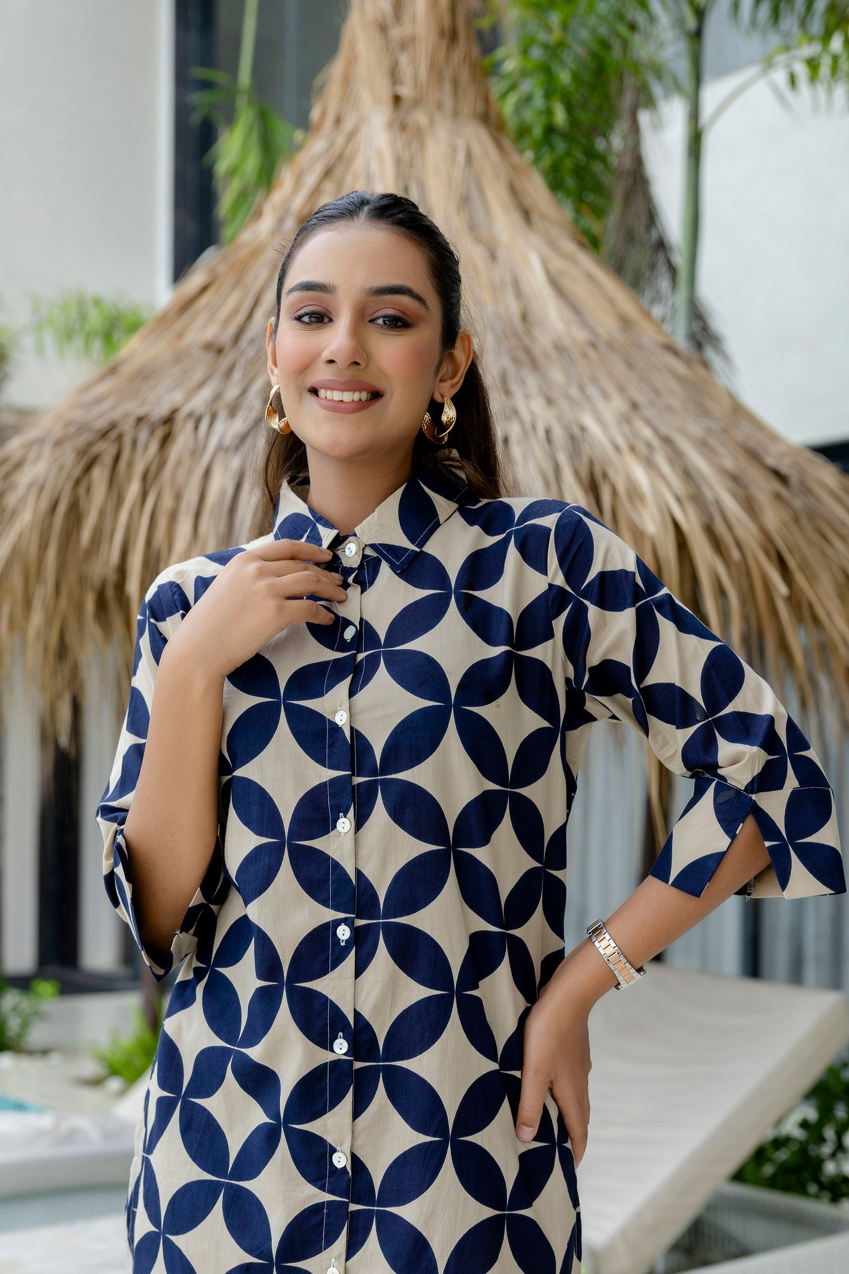OceanThread Printed Blue Cotton Co-ord Set Me & My