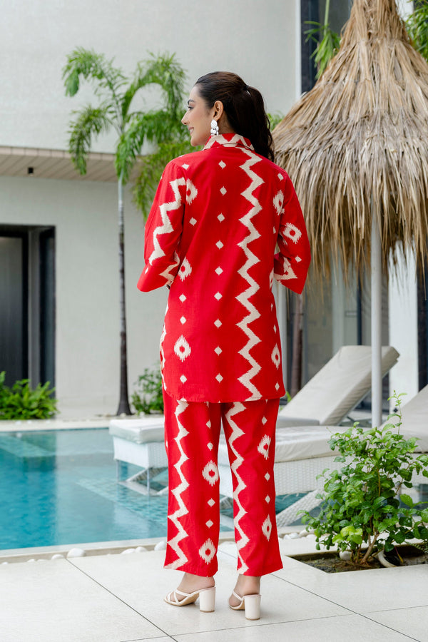 Ember Red Cotton Co-ord Set