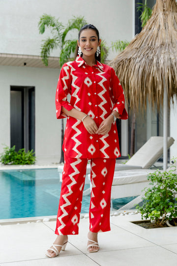 Ember Red Cotton Co-ord Set