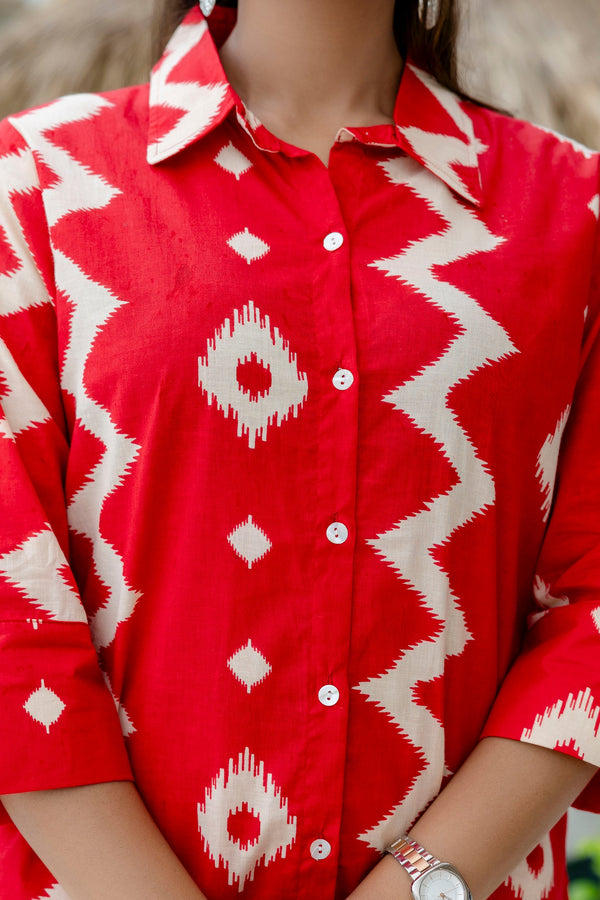 Ember Red Cotton Co-ord Set