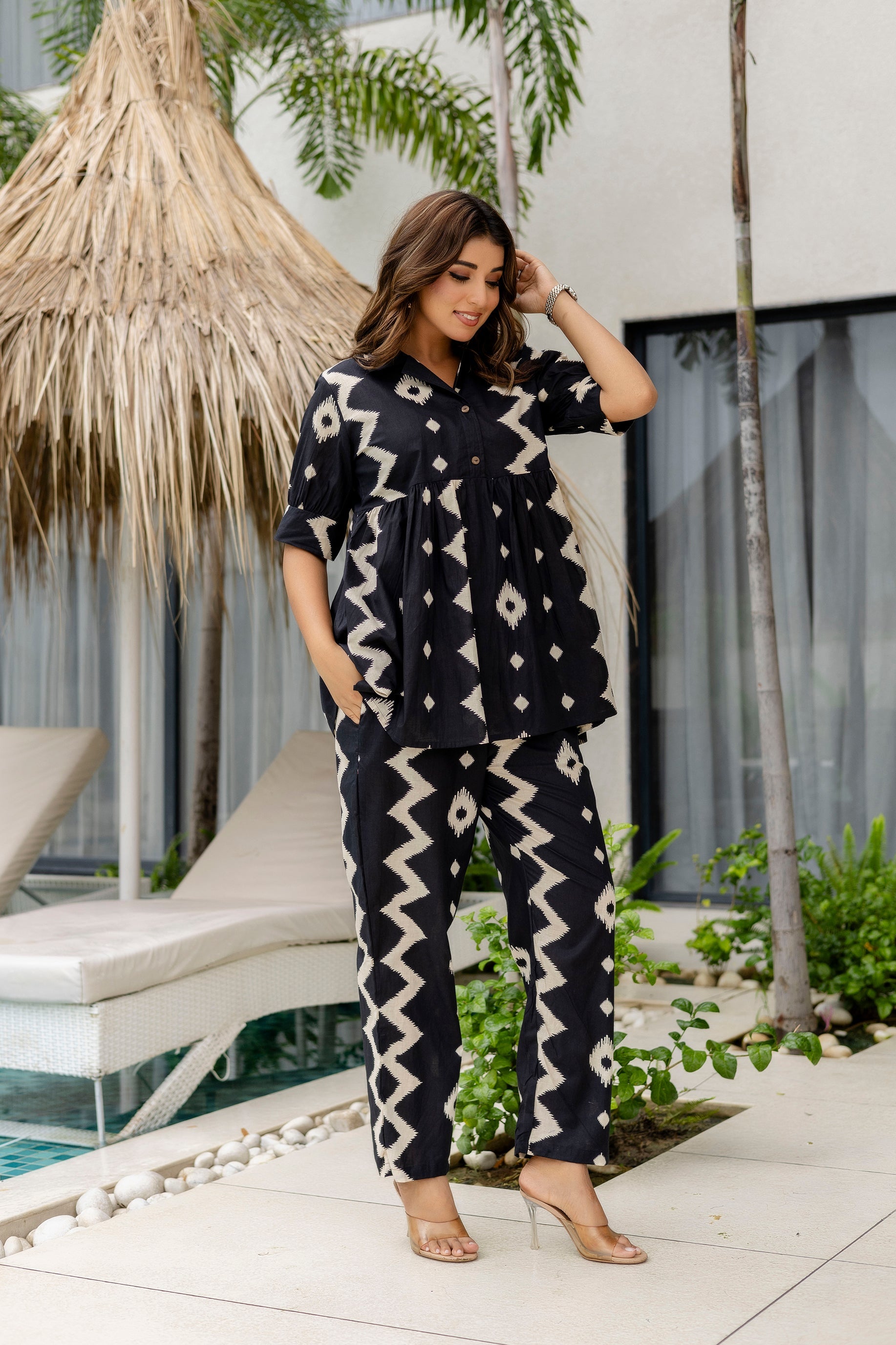 Midnight Muse Black Cotton Co-ord Set Me & My