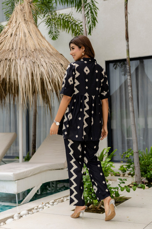 Midnight Muse Black Cotton Co-ord Set