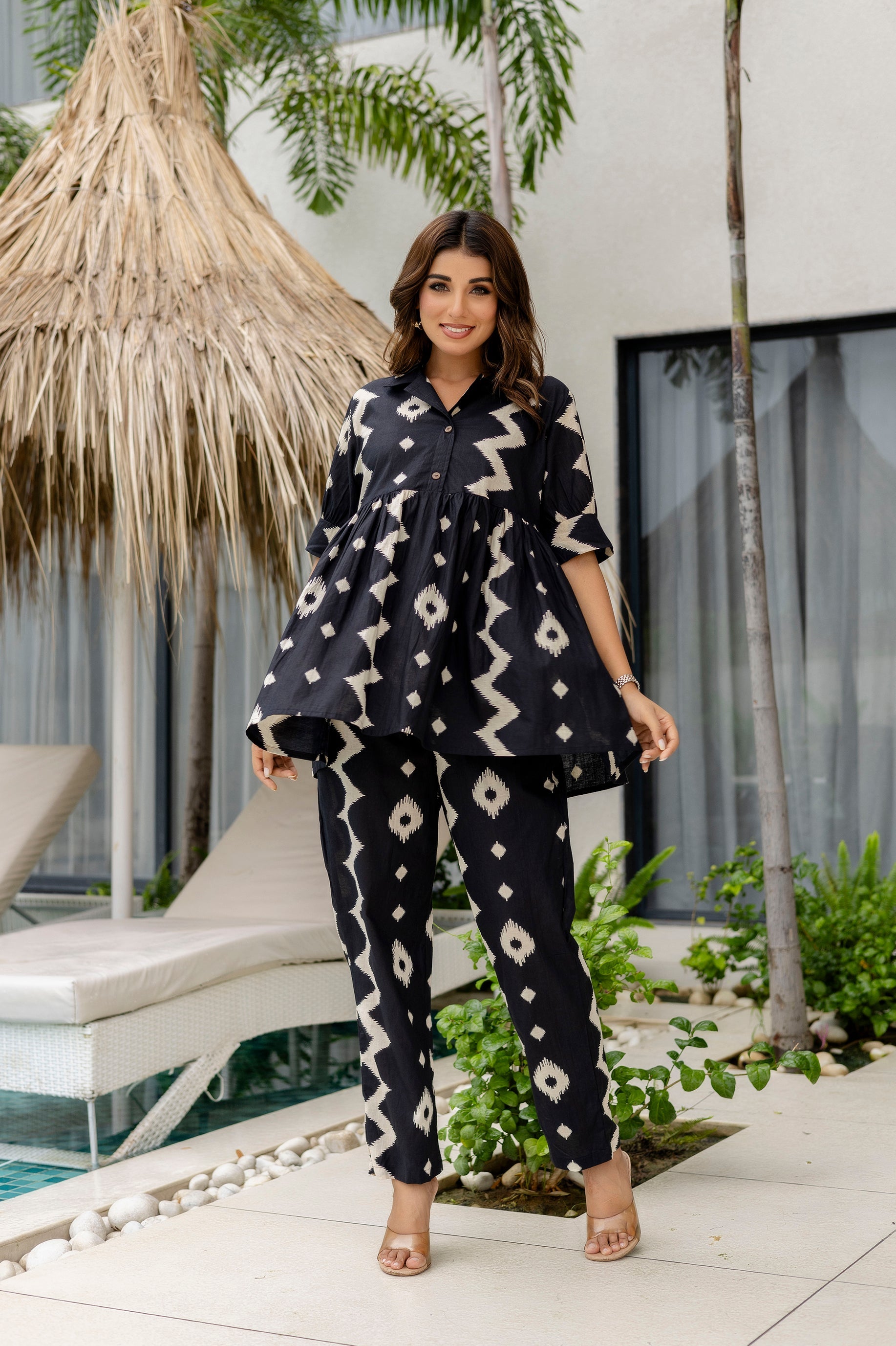 Midnight Muse Black Cotton Co-ord Set Me & My