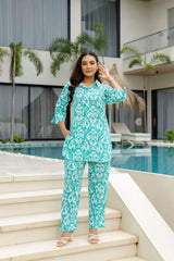 Blue Haze Cotton Printed Co-ord Set Me & My