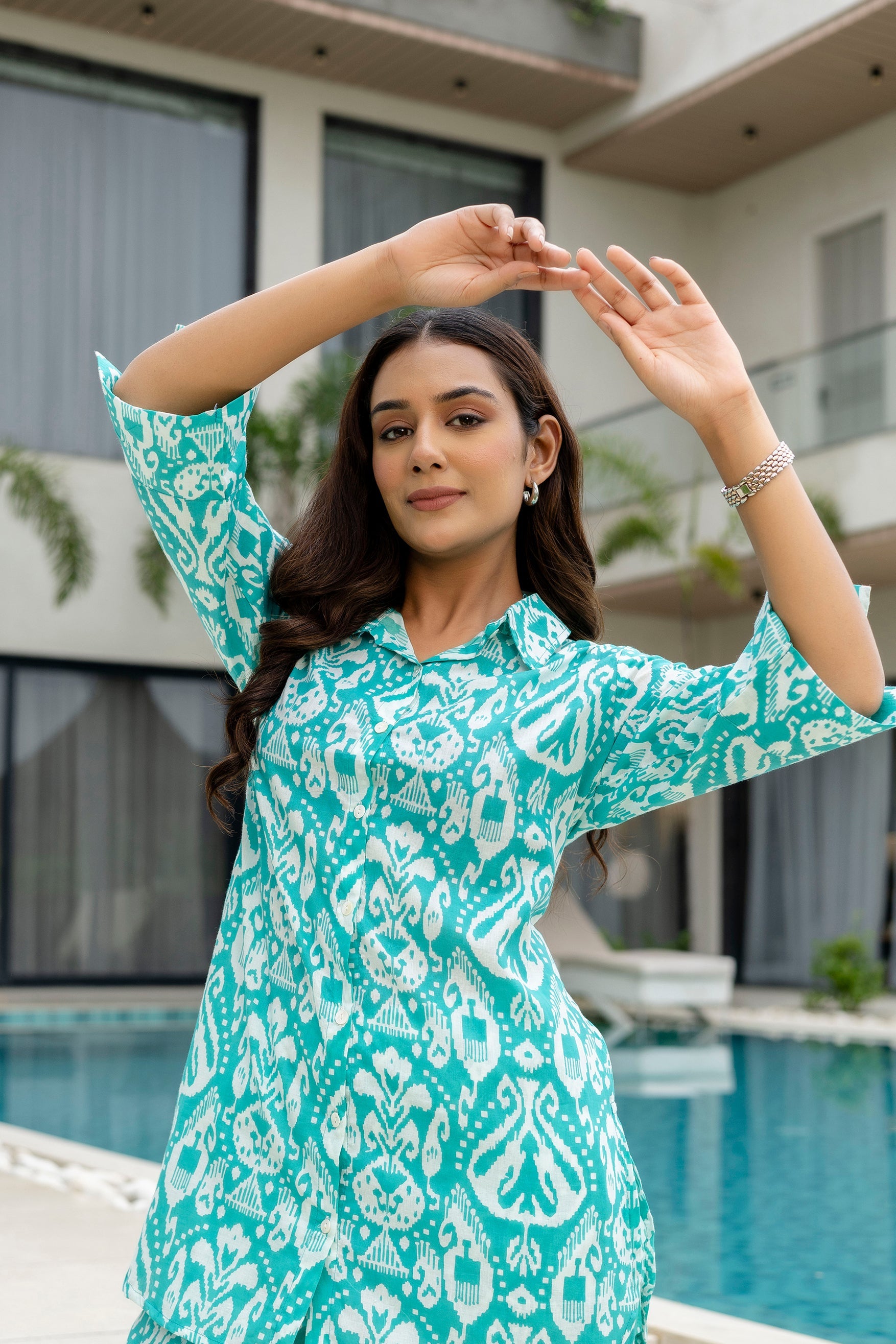 Blue Haze Cotton Printed Co-ord Set Me & My