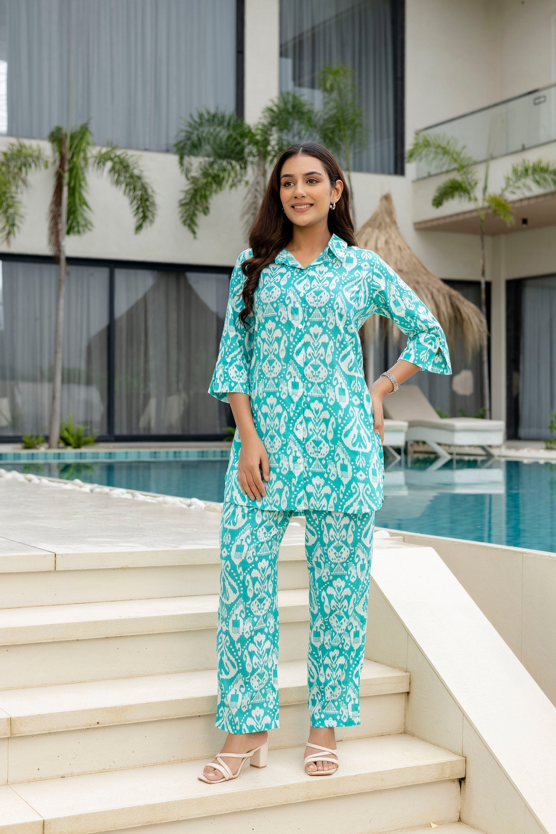 Blue Haze Cotton Printed Co-ord Set Me & My