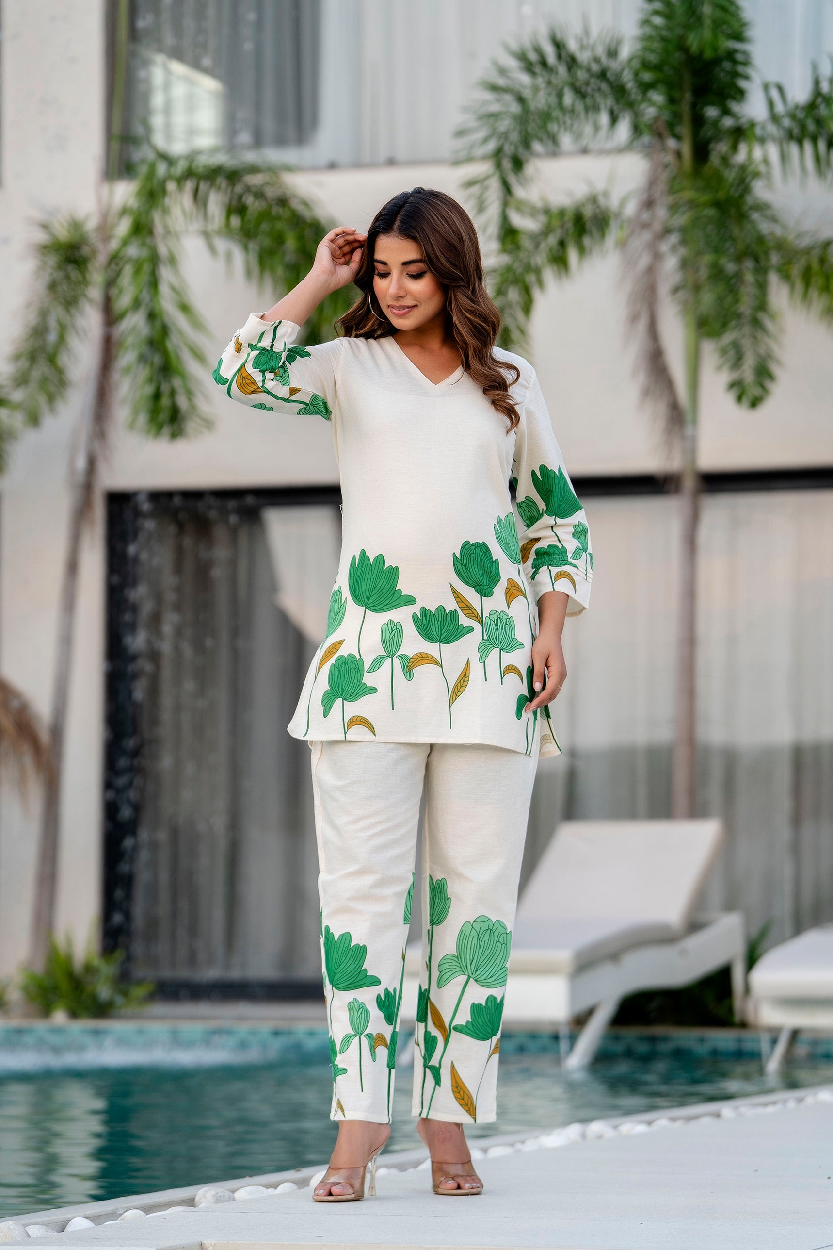 Lotus Whisper Ivory Cotton Flex Co-ord Set Me & My