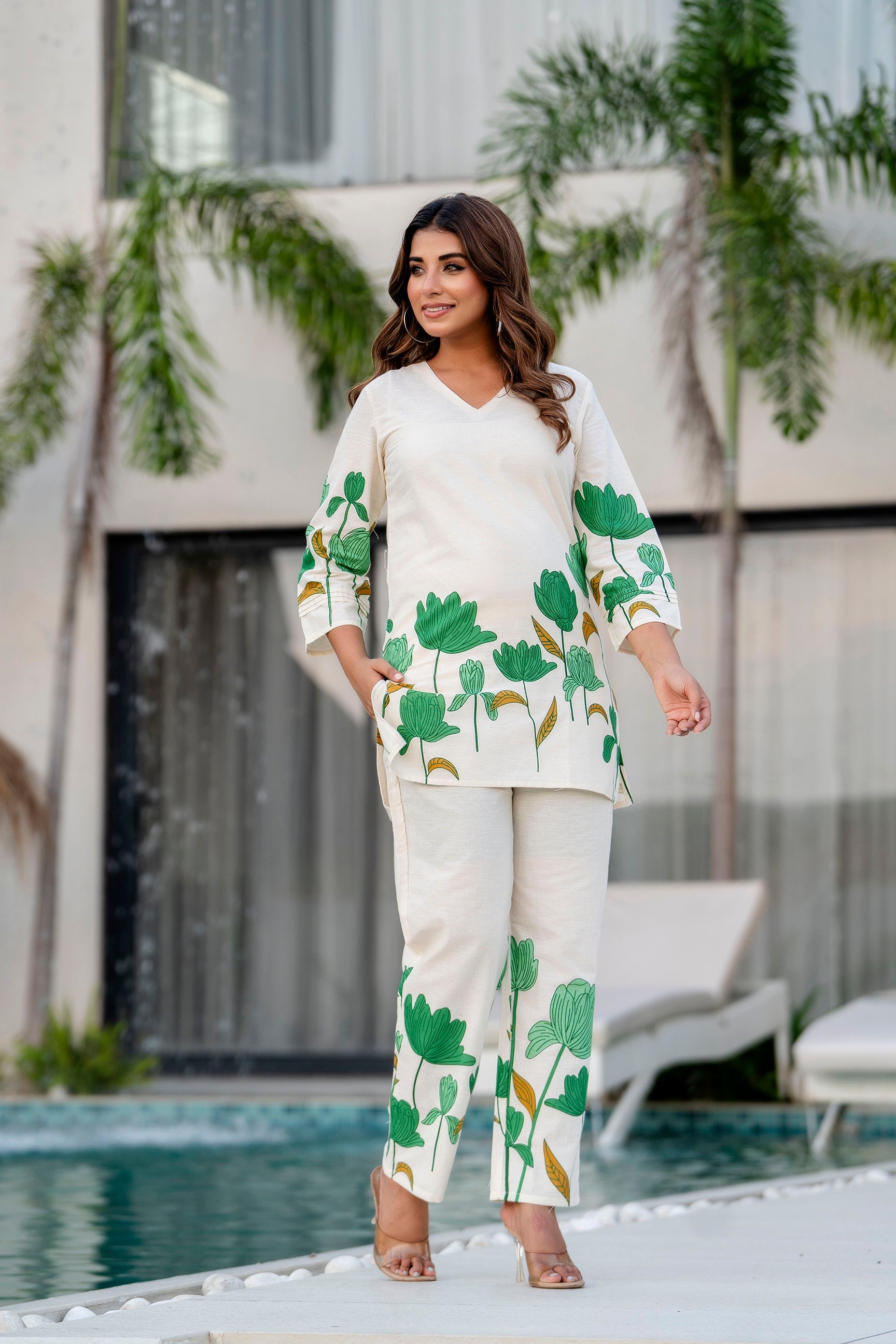 Lotus Whisper Ivory Cotton Flex Co-ord Set Me & My