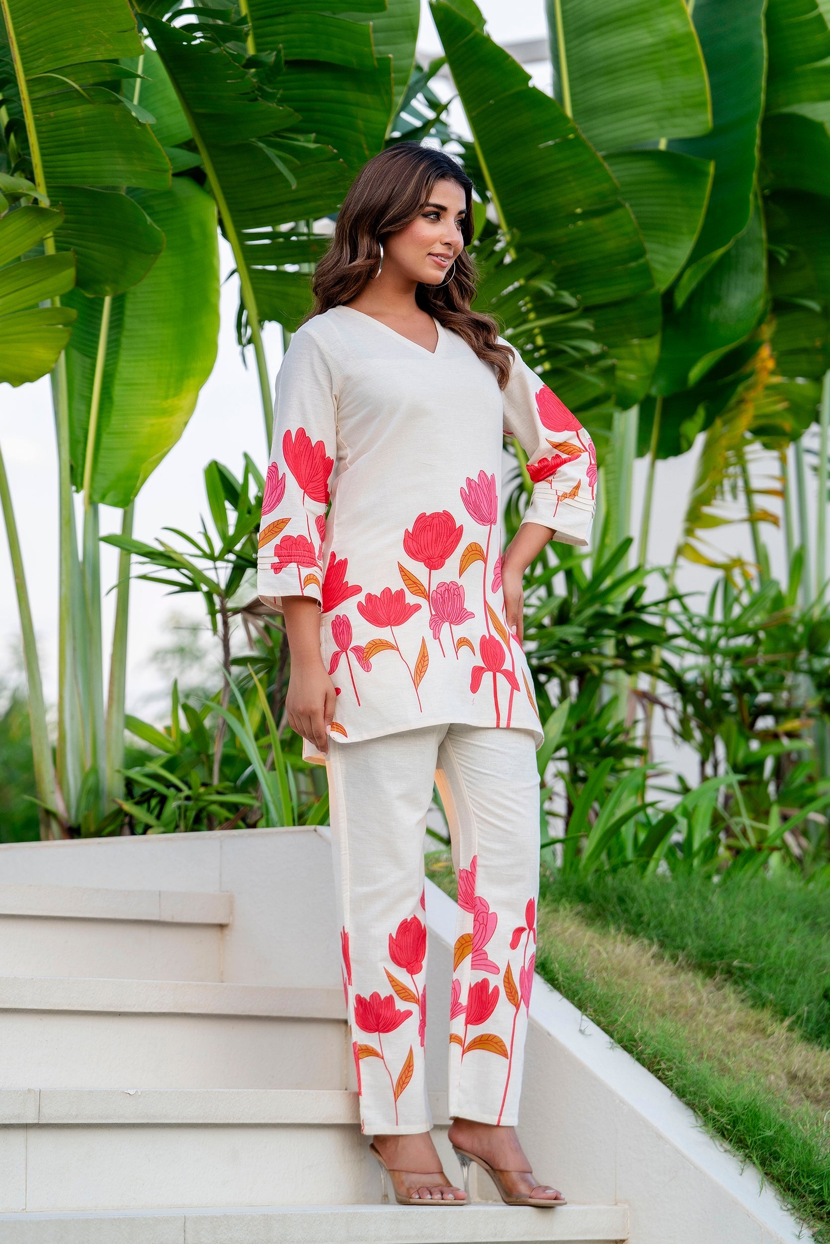 Radiant Bloom Ivory Cotton Flex Co-ord Set Me & My