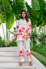 Radiant Bloom Ivory Cotton Flex Co-ord Set Me & My