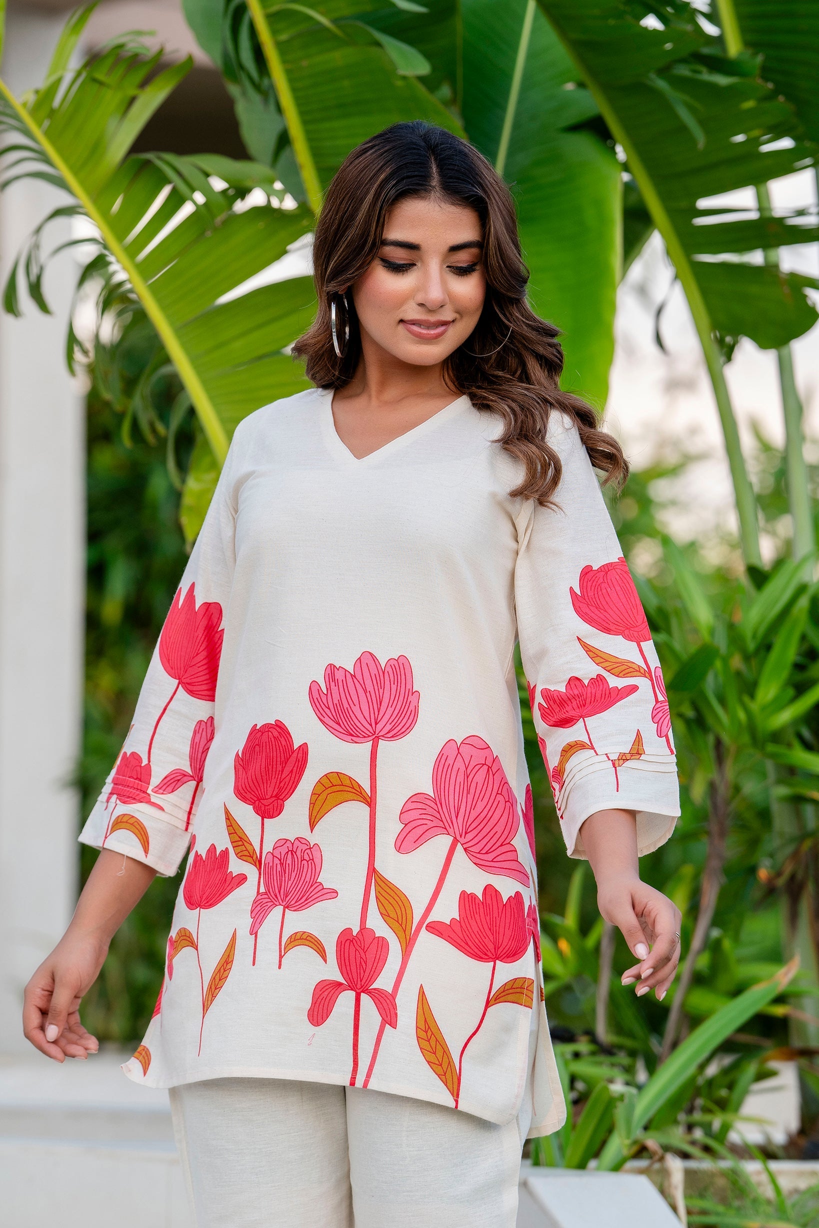 Radiant Bloom Ivory Cotton Flex Co-ord Set Me & My