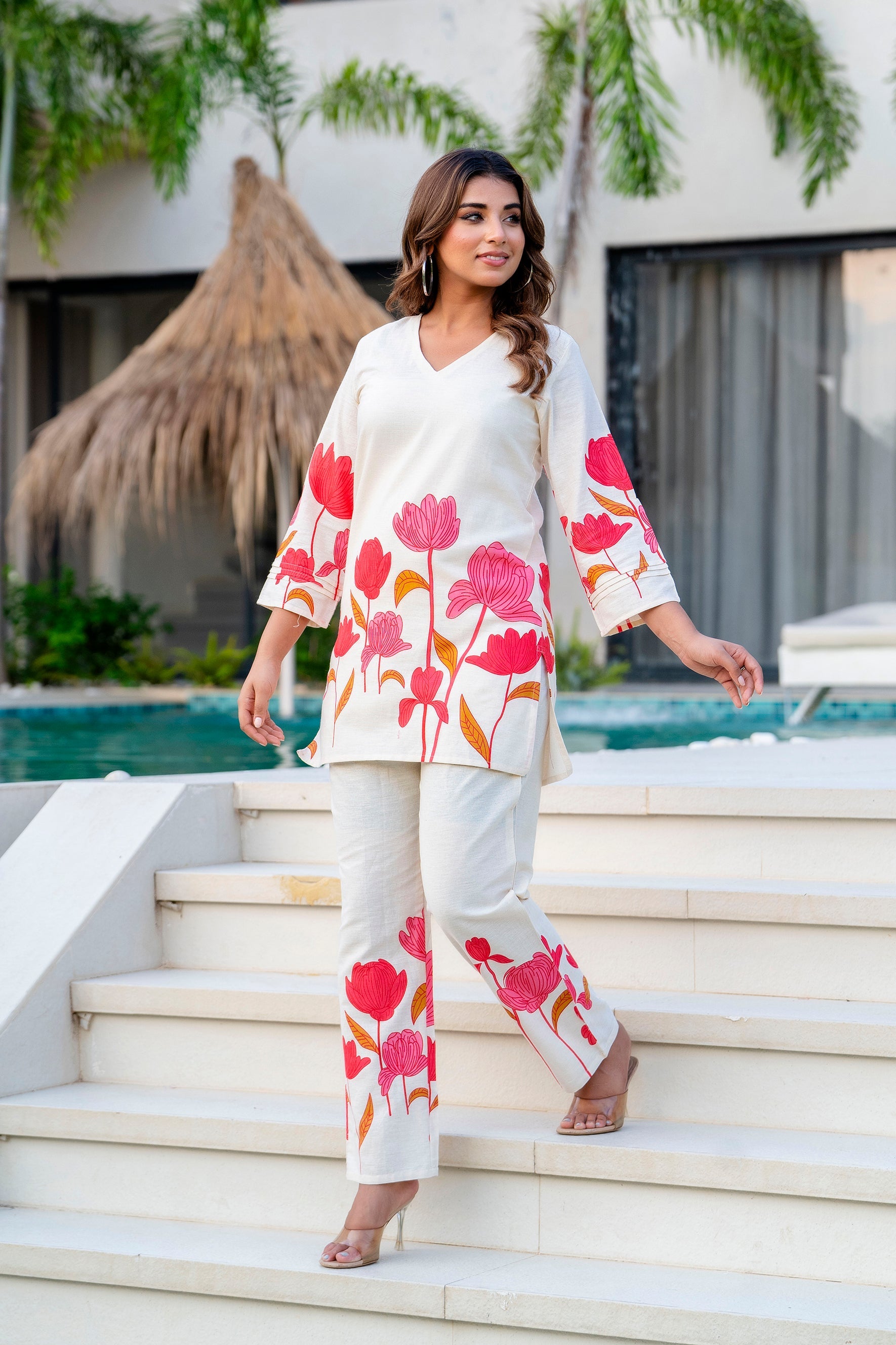 Radiant Bloom Ivory Cotton Flex Co-ord Set Me & My