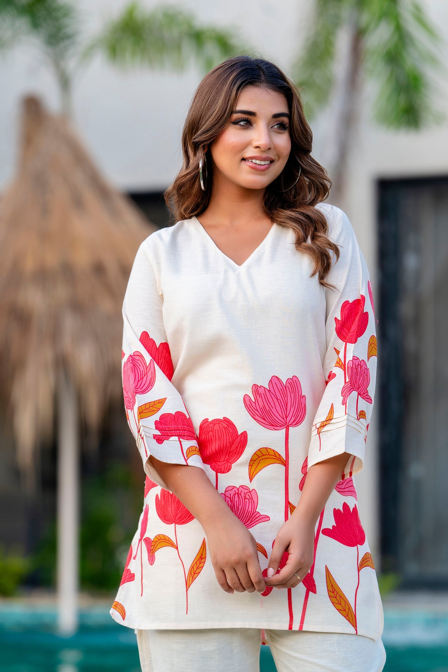Radiant Bloom Ivory Cotton Flex Co-ord Set Me & My
