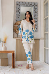 Bluebell Charm Off-White Cotton Flex  Printed Co-ord Set Me & My 