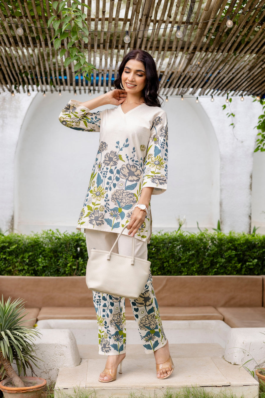 Moonlit Mist Off-White Cotton Flex Co-ord Set — image 10
