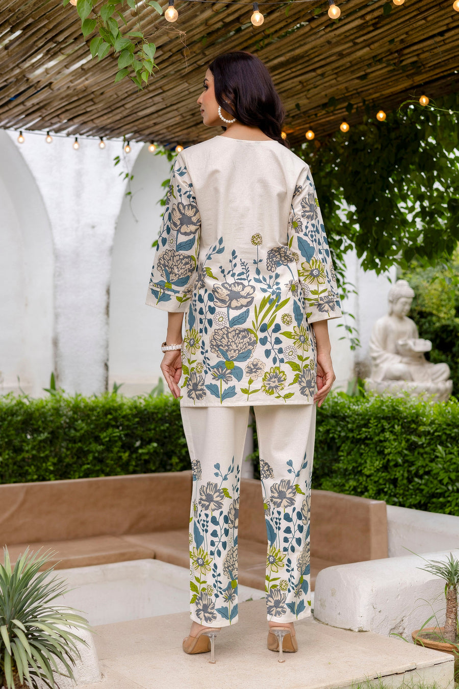 Moonlit Mist Off-White Cotton Flex Co-ord Set — image 2