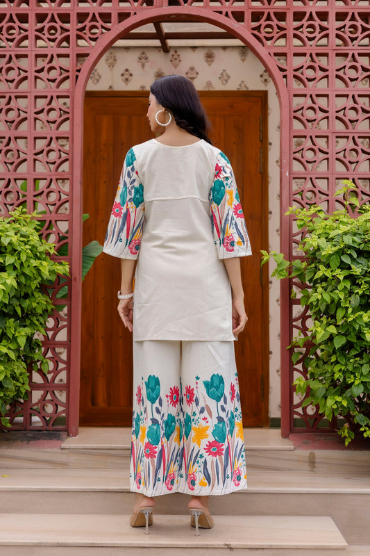 IvoryFlex Off-White Cotton Flex Co-ord Set - Me&My