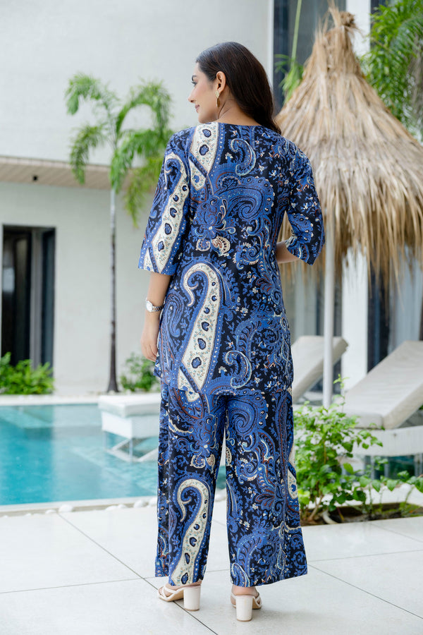Luxe Ease Blue Cotton Co-ord Set