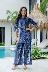 Luxe Ease Blue Cotton Co-ord Set - Me&My