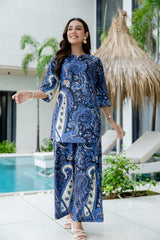 Luxe Ease Blue Cotton Co-ord Set - Me&My