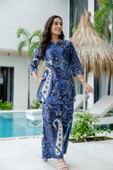 Luxe Ease Blue Cotton Co-ord Set Me & My 