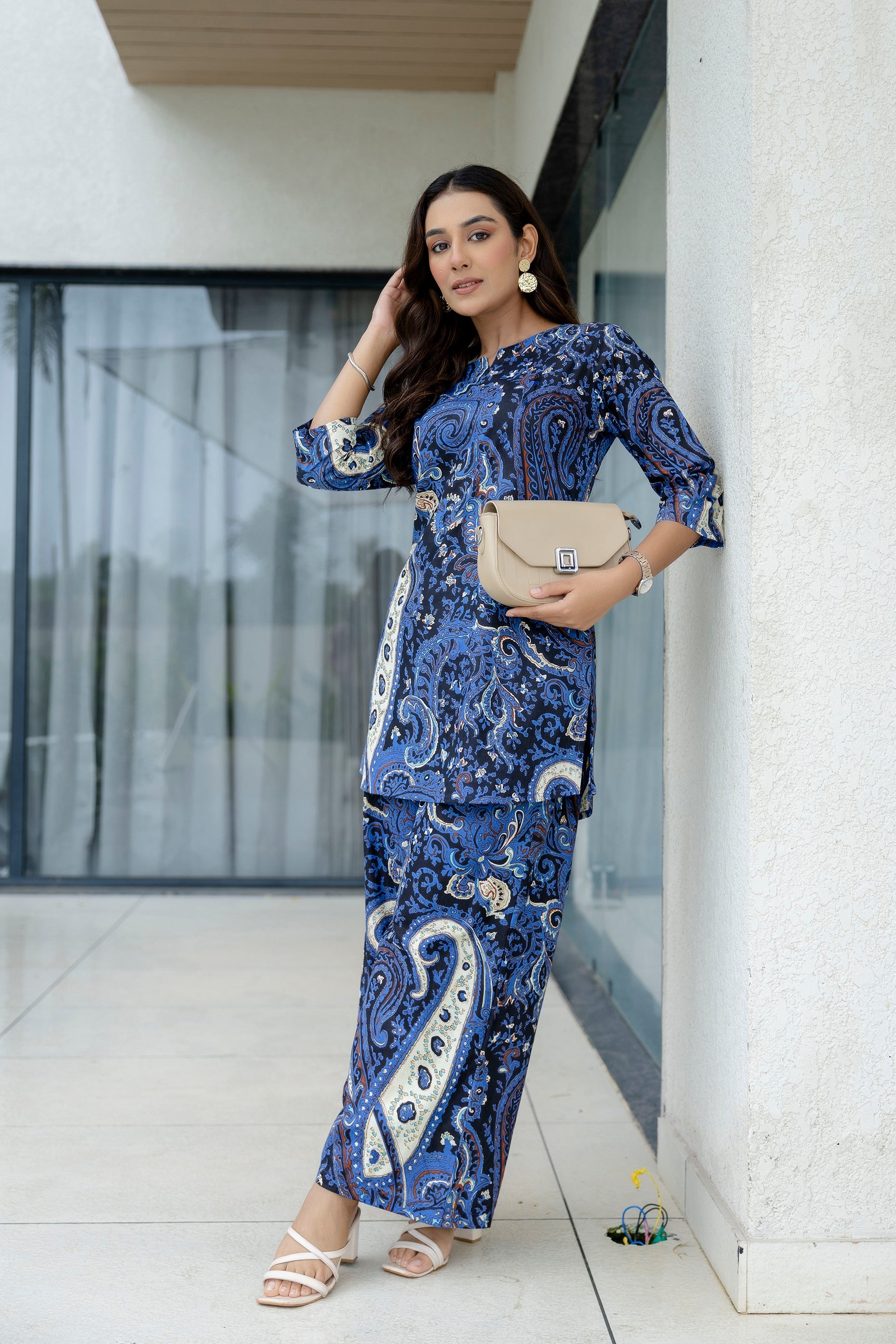 Luxe Ease Blue Cotton Co-ord Set Me & My 